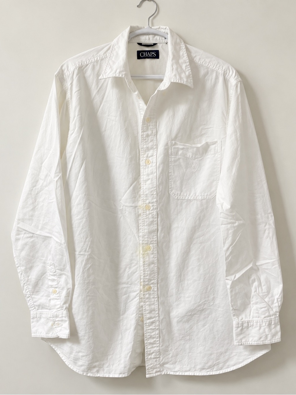 Chaps Oversized White Cotton Button-Up Shirt – Size L